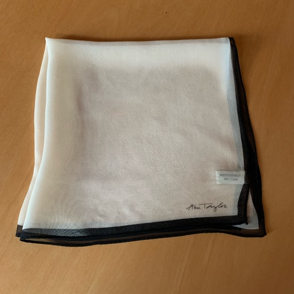 Ann Taylor 100% Silk White & Black Little Silk Scarf - Picture 4 of 7